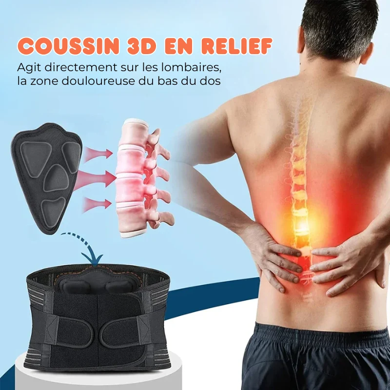 Attelle Lombaire à Compression Réglable et Baleines Métalliques
