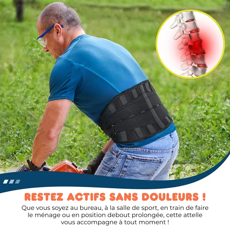Attelle Lombaire à Compression Réglable et Baleines Métalliques