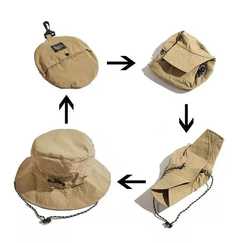 Chapeau de pêcheur à Cordon Pliable Anti-UV & Imperméable