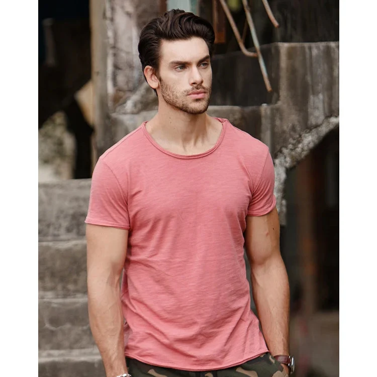 T-Shirt 100% Coton Décontracté à Col Rond et Manches Courtes