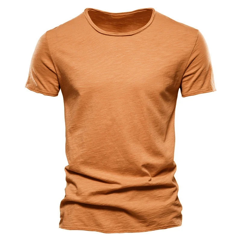 T-Shirt 100% Coton Décontracté à Col Rond et Manches Courtes