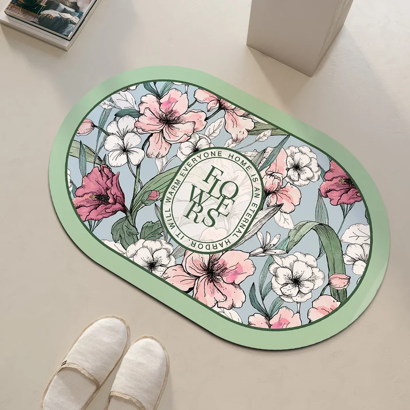 Tapis de Bain Antidérapant à Séchage Ultra-Rapide - Design Floral Élégant