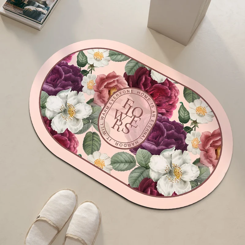 Tapis de Bain Antidérapant à Séchage Ultra-Rapide - Design Floral Élégant