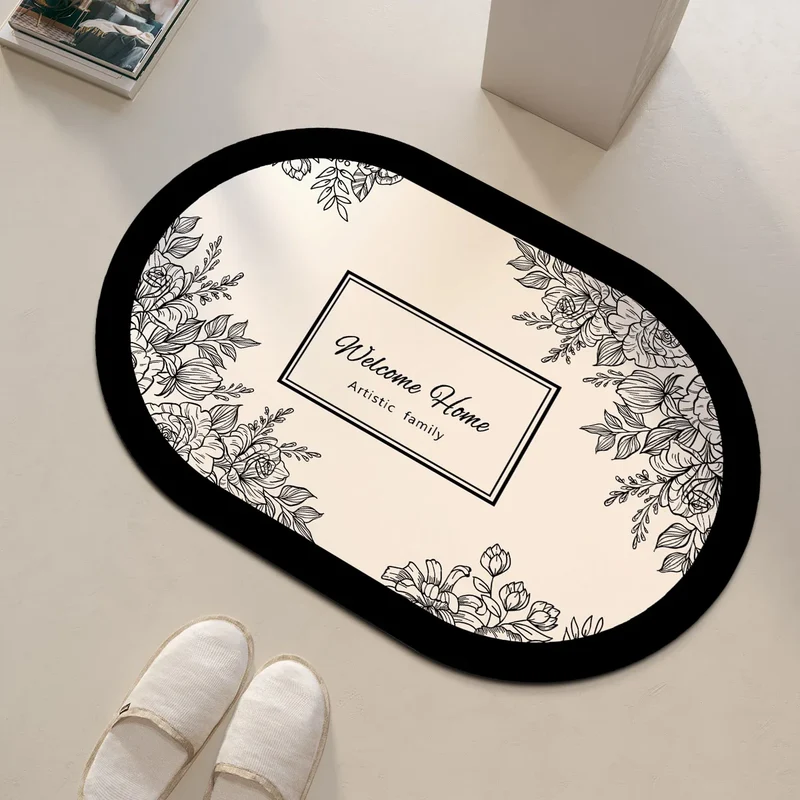 Tapis de Bain Antidérapant à Séchage Ultra-Rapide - Design Floral Élégant