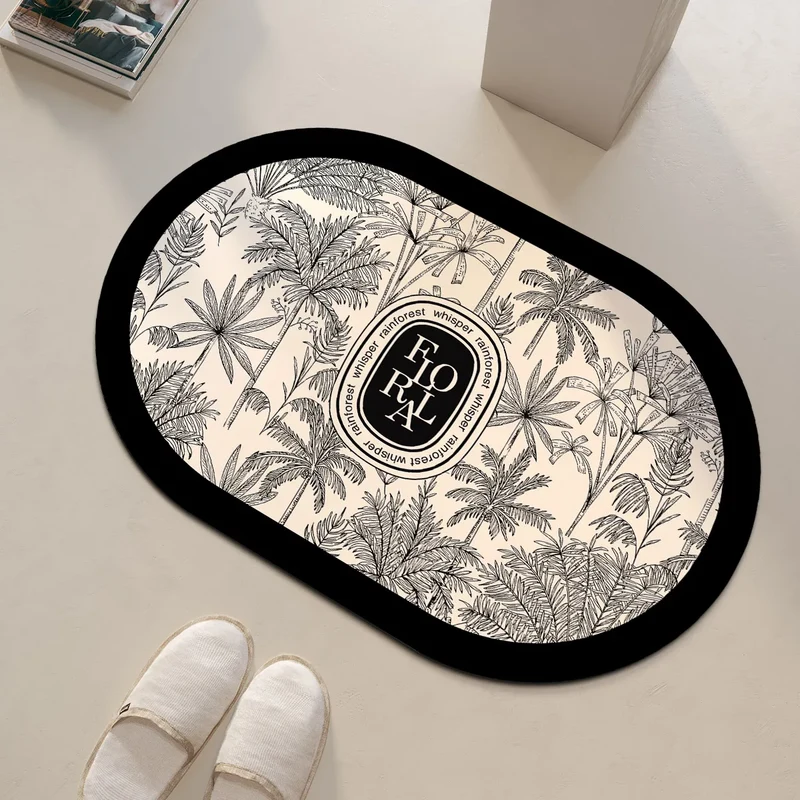Tapis de Bain Antidérapant à Séchage Ultra-Rapide - Design Floral Élégant