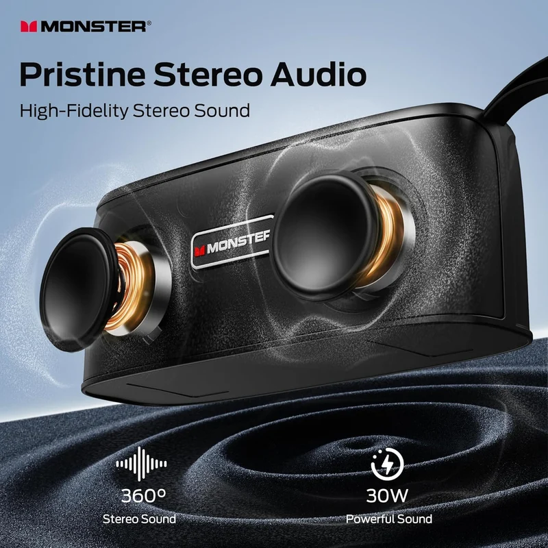 Portable Bluetooth Speaker - True Wireless Speaker, 30W Loud Stereo Sound, IPX6 Waterproof Speaker