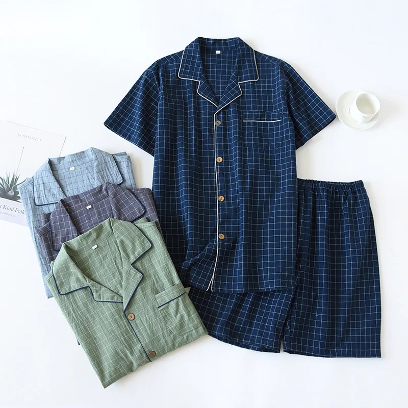Pyjama en Gaze de Coton Chemise & Short Mixte - Printemps/ Été
