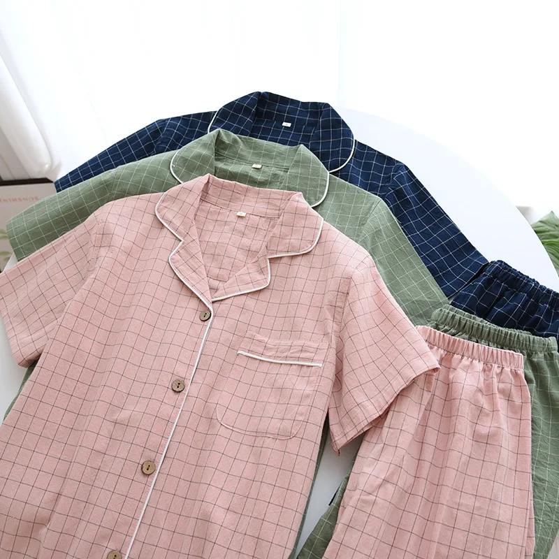 Pyjama en Gaze de Coton Chemise & Short Mixte - Printemps/ Été