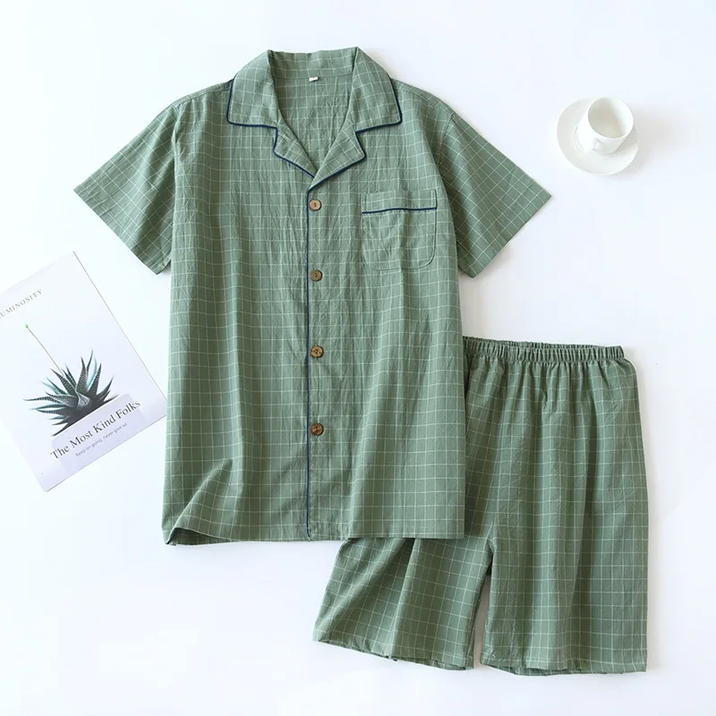 Pyjama en Gaze de Coton Chemise & Short Mixte - Printemps/ Été
