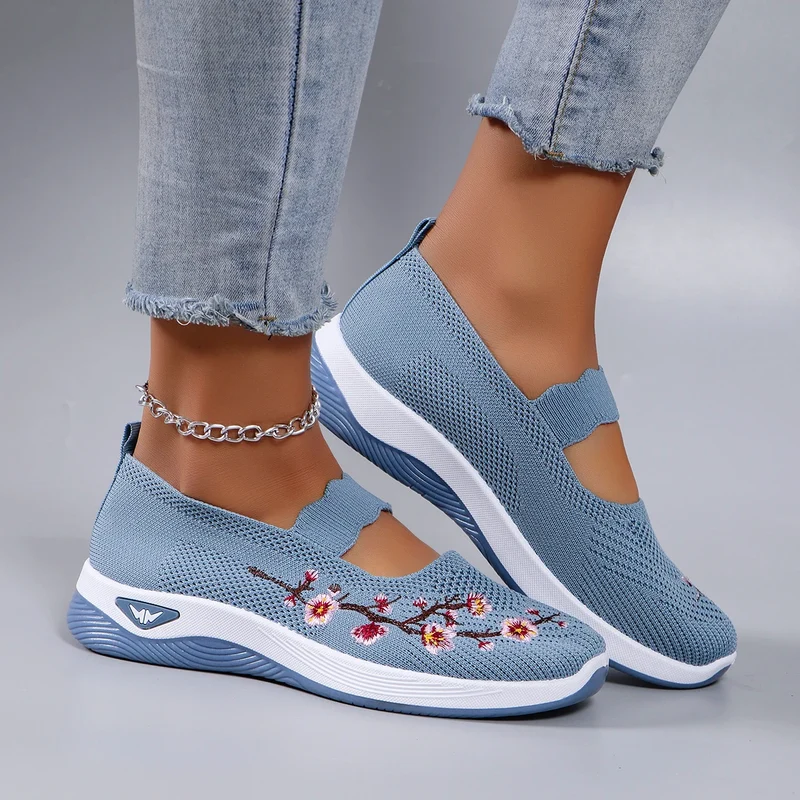 Mocassins en Maille avec Broderie Florale - Printemps