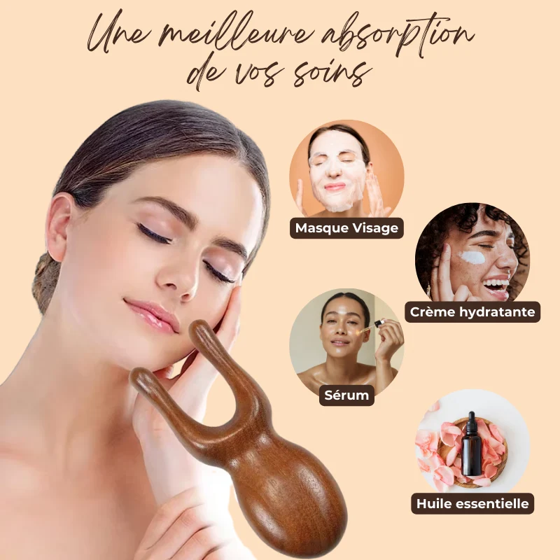Peigne de Massage Visage & Cou Méridien en Bois de Santal