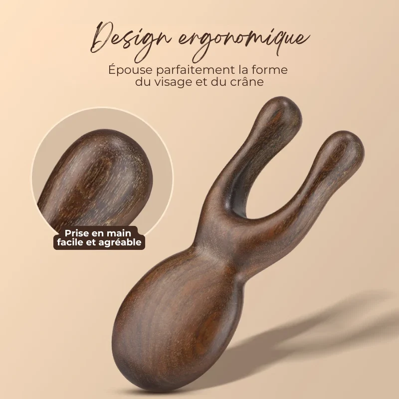 Peigne de Massage Visage & Cou Méridien en Bois de Santal