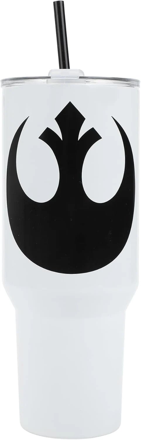 Star Wars Rebel Alliance Insulated Stainless Steel Tumbler w/ Reusable Straw & Leak-Proof Lid Easy Carry Handle 40oz