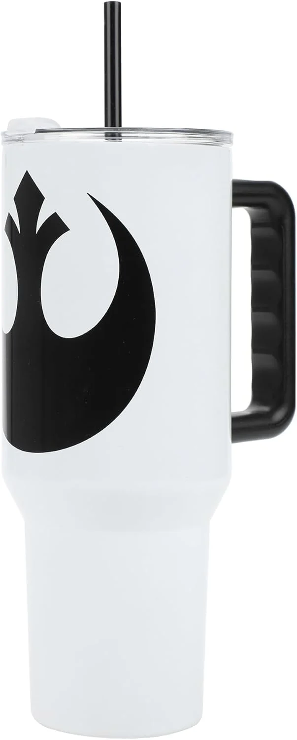 Star Wars Rebel Alliance Insulated Stainless Steel Tumbler w/ Reusable Straw & Leak-Proof Lid Easy Carry Handle 40oz