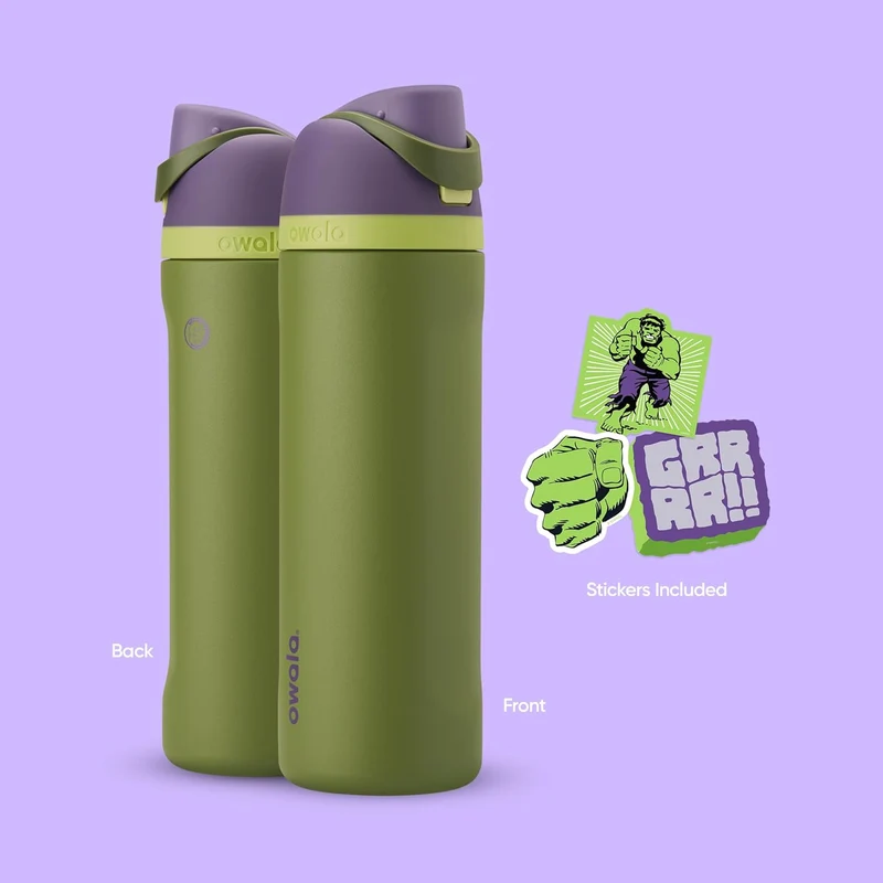FreeSip Insulated Stainless Steel Water Bottle w/ Straw BPA-Free 24 oz - Marvel Hulk