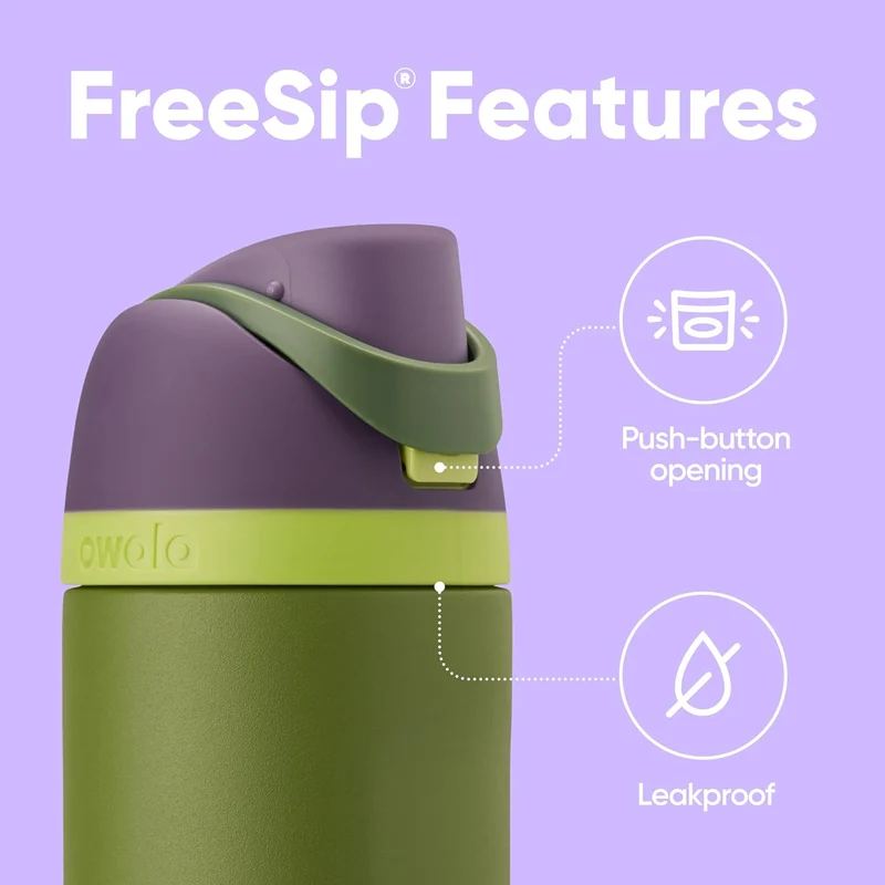 FreeSip Insulated Stainless Steel Water Bottle w/ Straw BPA-Free 24 oz - Marvel Hulk