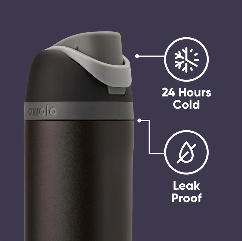 FreeSip Insulated Stainless Steel Water Bottle w/ Straw BPA-Free 24 oz - Marvel Black Panther