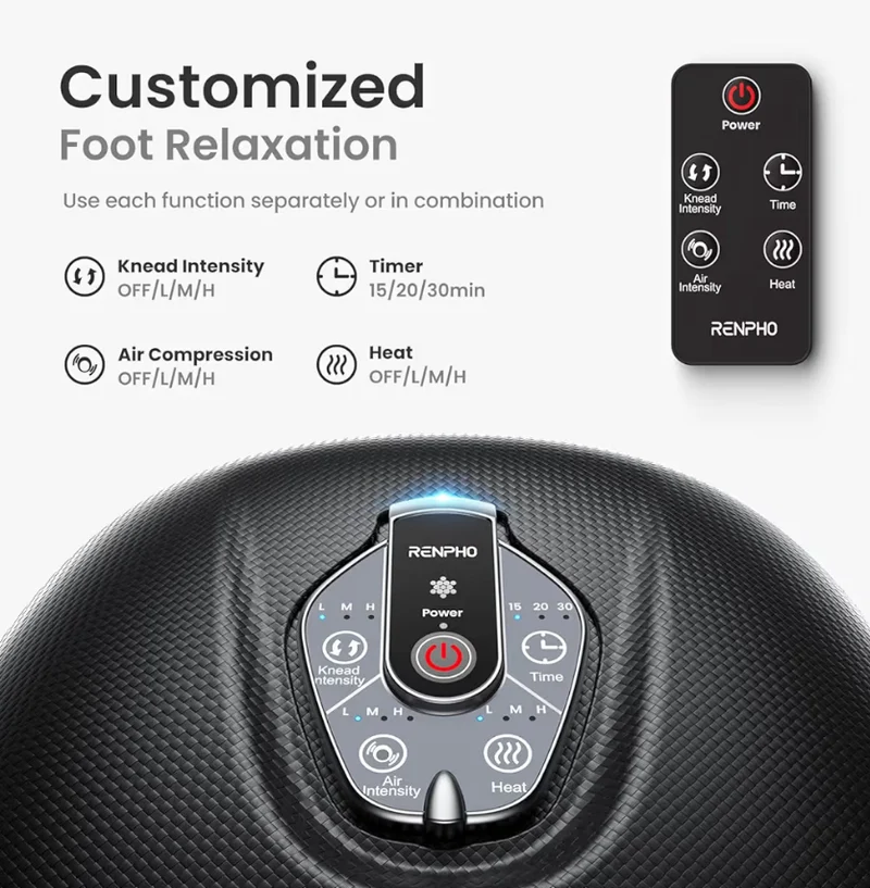 Foot Massager Machine w/ Heat Shiatsu Foot Massager for Plantar Fasciitis - (Black)