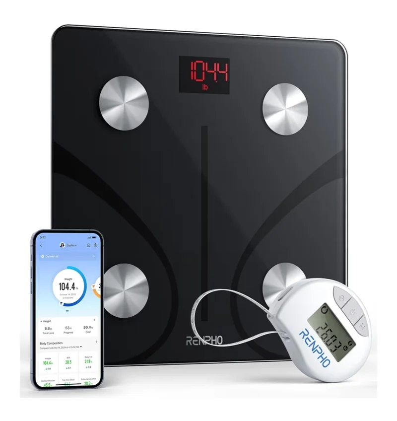Digital Bluetooth Smart Scale w/ Tape Measure for Body Measuring, Weight Loss, Muscle Gain
