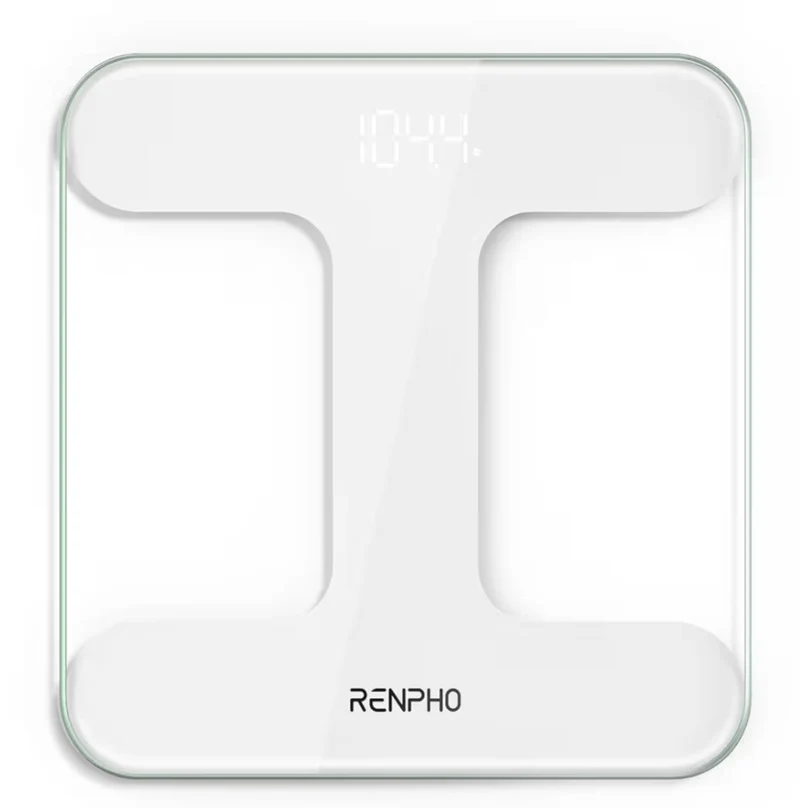 Digital Scale for Body Weight, Highly Accurate Weighing Machine w/ Transparent Tempered Glass, Clear LED Display - 400 lb (White)