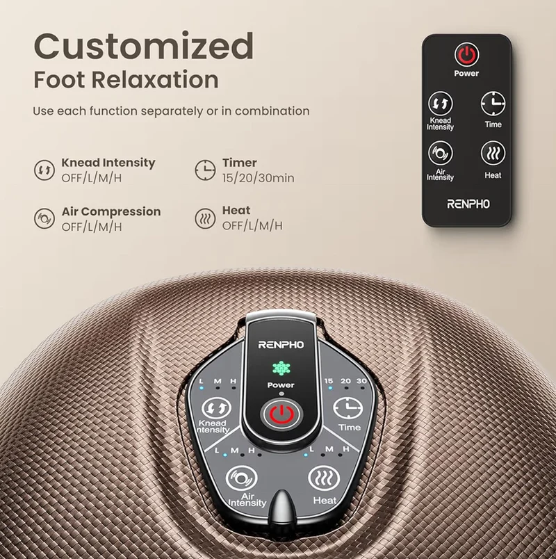 Foot Massager Machine w/ Heat Shiatsu Foot Massager for Plantar Fasciitis Wireless Control - Up to US 12