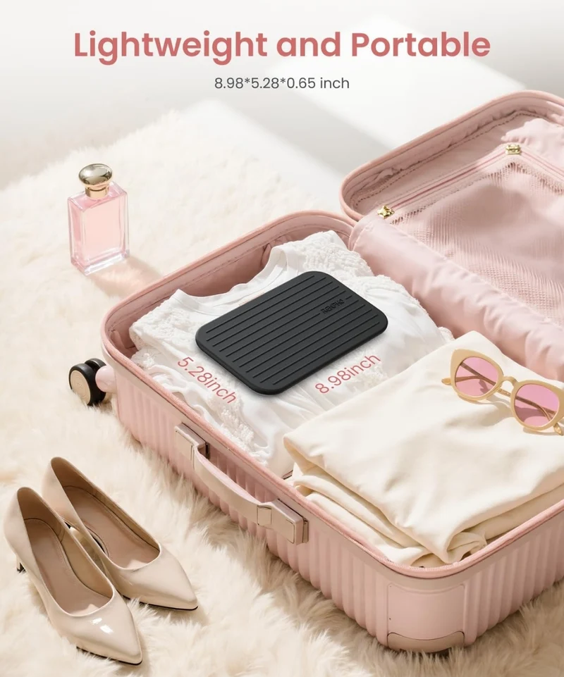 Portable Rechargeable Travel Weight Scale w/ Travel Makeup Mirror, Slide-Out LED Display, Digital High Accurate Scale