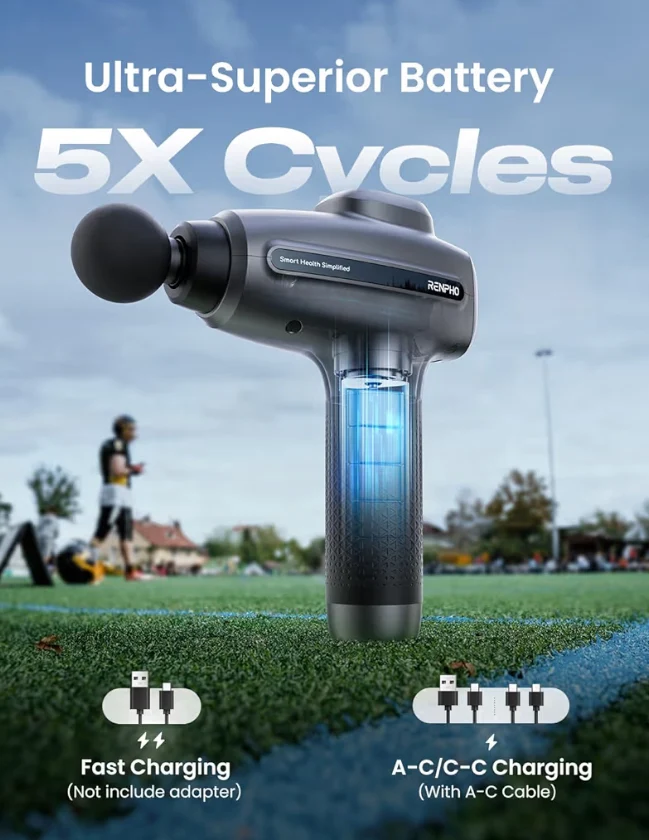 C4 Gray - Massage Gun Deep Tissue, Percussion Muscle Electric Handheld Massager Gun