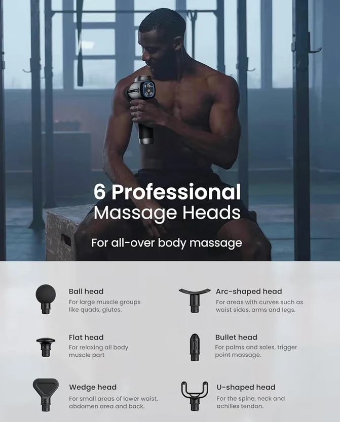 C4 Gray - Massage Gun Deep Tissue, Percussion Muscle Electric Handheld Massager Gun