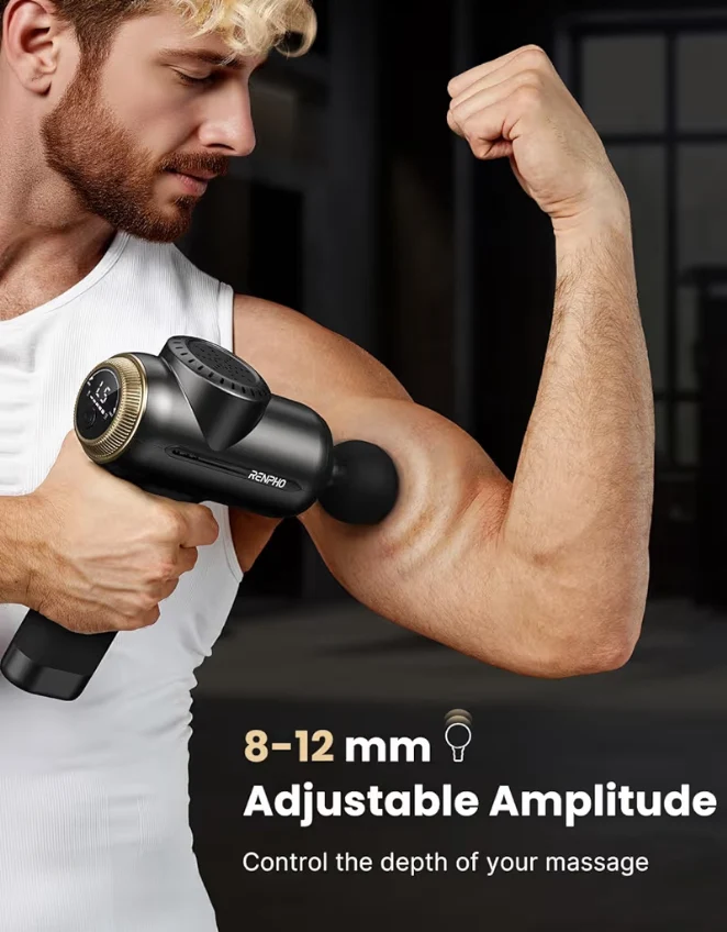 Active Evo - Massage Gun, Deep Tissue Back Massage with 8-12mm Adjustable Amplitude Heavy-Duty