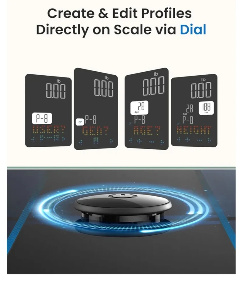 Smart Scale for BMI, Body Fat, Muscle Mass, High Accurate Bathroom Scale w/ Large VA Dispaly, 18 Body Composition (400lb)