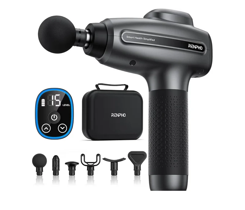 Massage Gun Deep Tissue, Percussion Muscle Massage Gun Electric Handheld Massager Gun - Gray