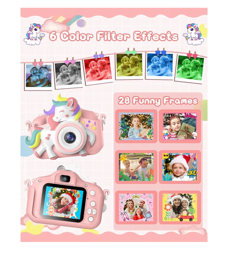 Kids Selfie Camera 20 MP HD 1080P IPS Screen Dual Digital Toy w/ 32Gb Card - (White/Pink)
