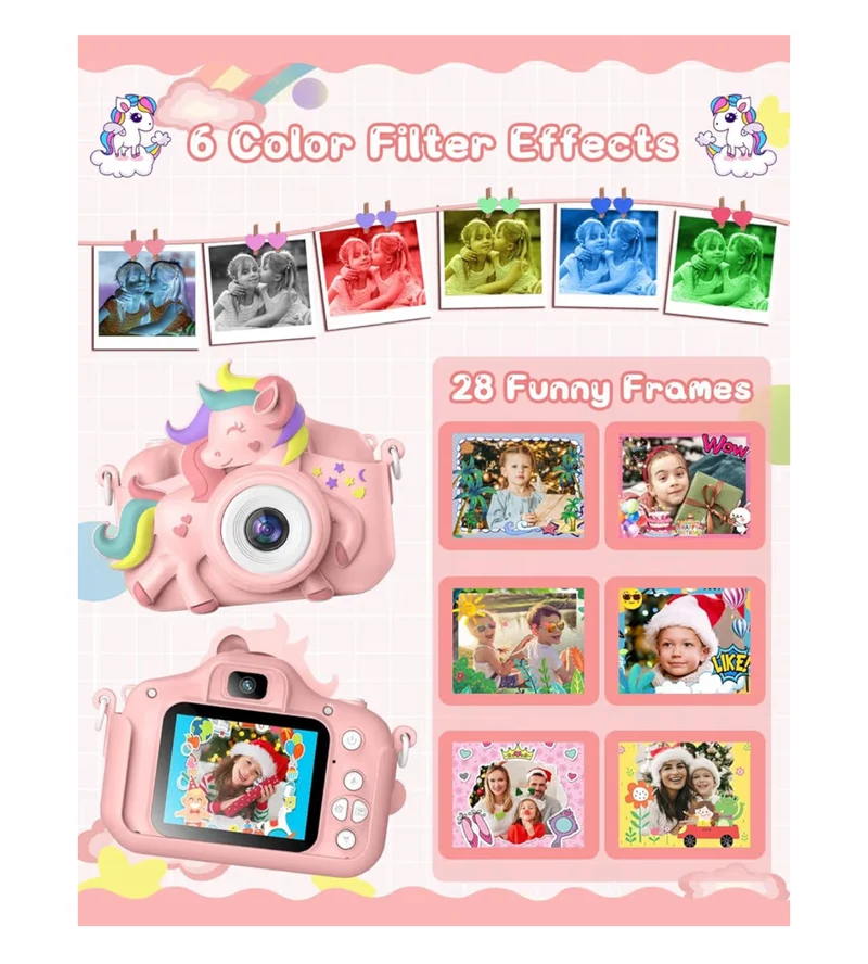 Kids Selfie Camera 20 MP HD 1080P IPS Screen Dual Digital Toy w/ 32Gb Card - (Pink)