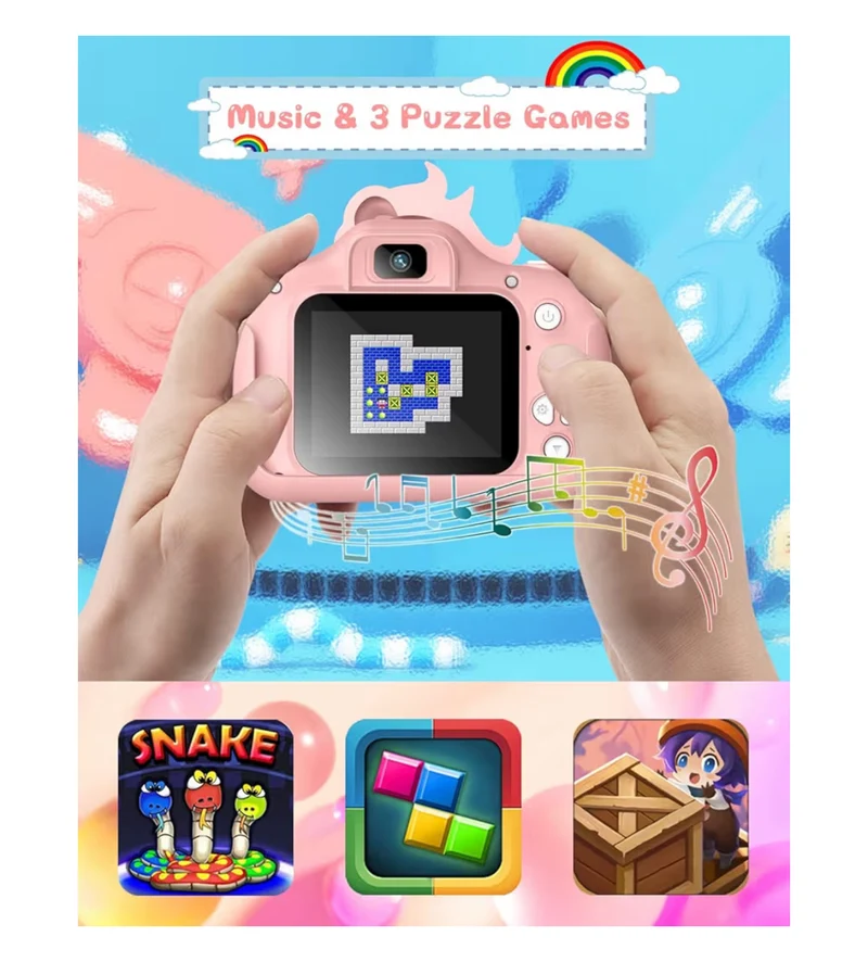 Kids Selfie Camera 20 MP HD 1080P IPS Screen Dual Digital Toy w/ 32Gb Card - (Pink)