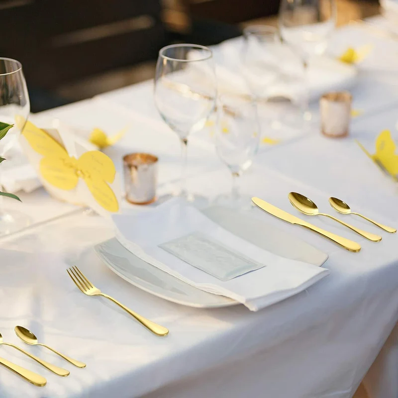 Gold Silverware Set 24Pieces Gold Forged Stainless Steel GOLD Flatware Set I NEW