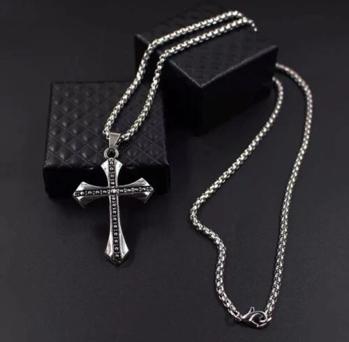 NEW FASHION JEWELRY CROSS NECKLACE UNISEX/MEN/WOMEN STAINLESS STEEL 50 CM