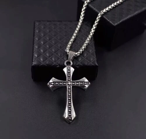 NEW FASHION JEWELRY CROSS NECKLACE UNISEX/MEN/WOMEN STAINLESS STEEL 50 CM