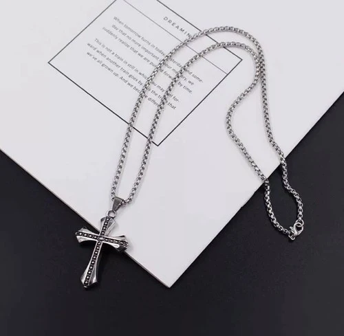 NEW FASHION JEWELRY CROSS NECKLACE UNISEX/MEN/WOMEN STAINLESS STEEL 50 CM