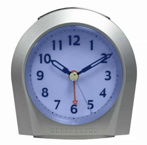 21103 Equity by La Crosse Night Vision Silent Sweep Analog Alarm Clock - Silver
