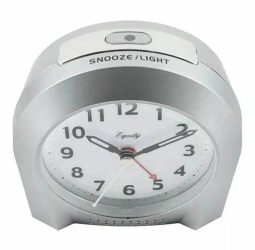 21103 Equity by La Crosse Night Vision Silent Sweep Analog Alarm Clock - Silver