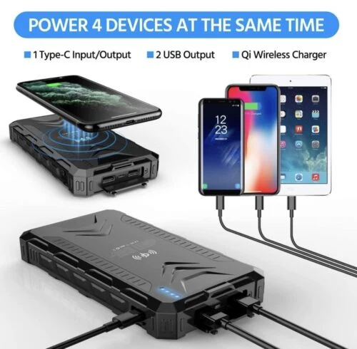 UNIVERSAL Solar Fast Charger 38800mAh, Wireless Charger - Black