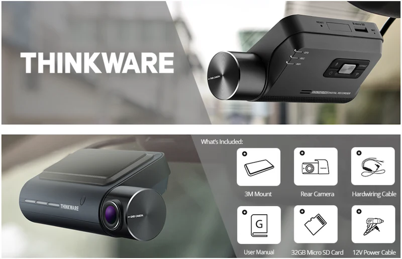 THINKWARE Q800PRO Dual Dash Cam Front and Rear Camera for Car, 1440P, 32GB I NEW