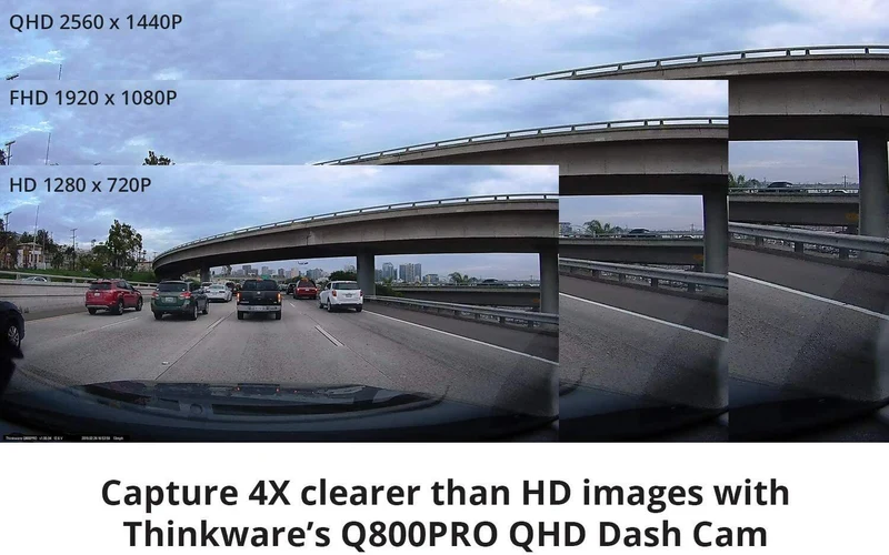 THINKWARE Q800PRO Dual Dash Cam Front and Rear Camera for Car, 1440P, 32GB I NEW