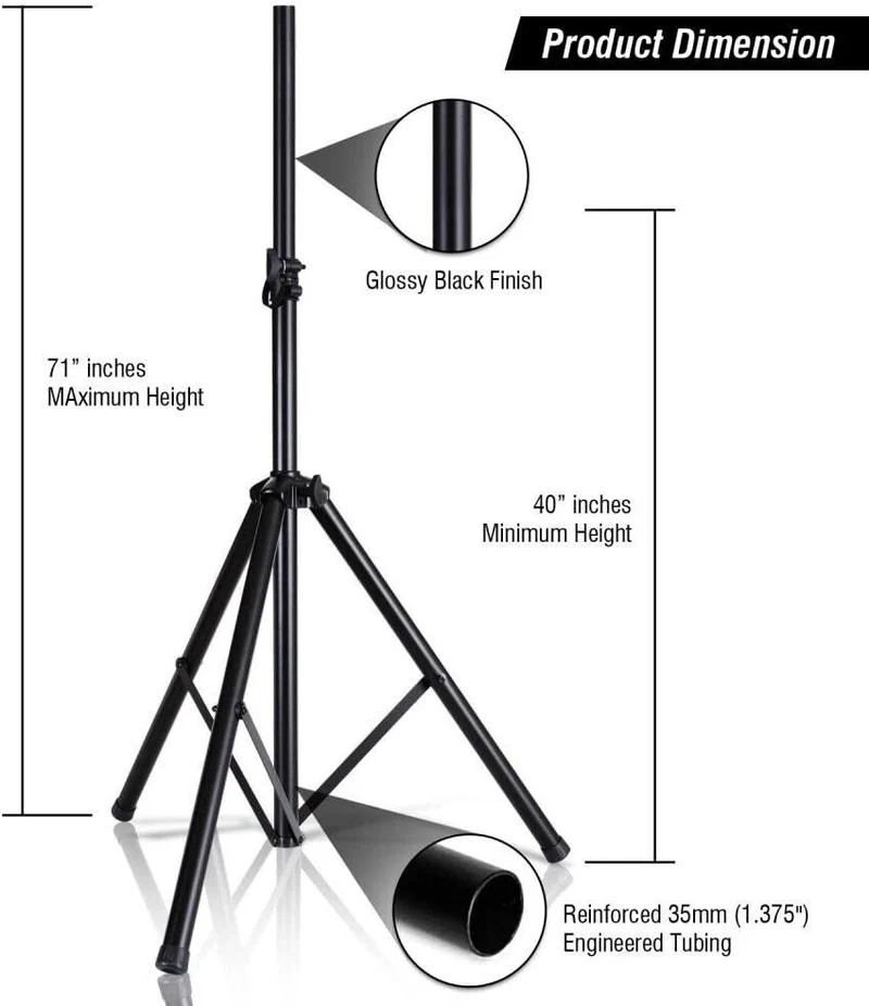 Universal Speaker Stand Mount Holder Heavy Duty Tripod w Adjustable 40”-71" NEW