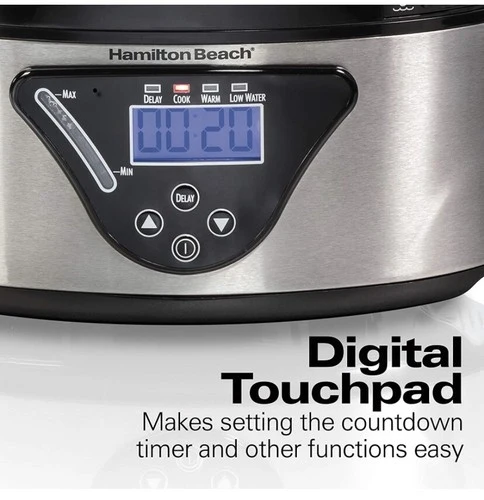 Hamilton Beach Digital Food Steamer w/ Stackable Two-Tier Bowls 5.5 Qtz | New