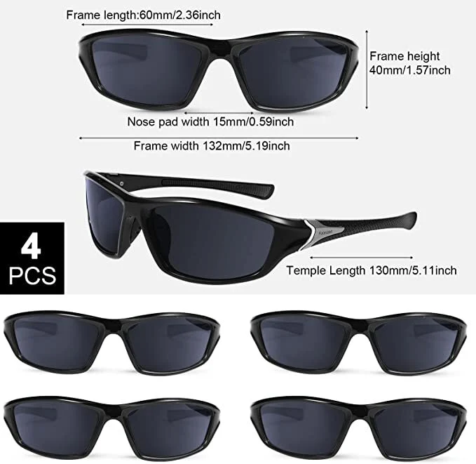 4 Pairs Unisex Polarized Sunglasses UV Protection Sports Driving Glasses Sports