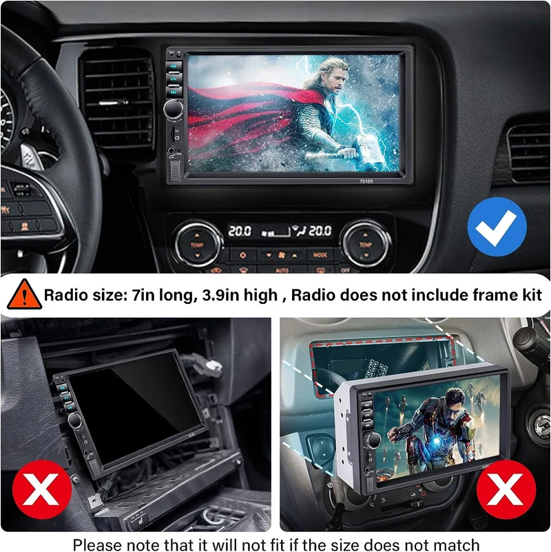 7 Inch Touchscreen 2 DIN Car Stereo with Backup Camera, Support Mirror Link
