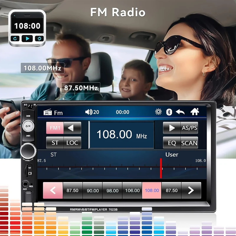 7" Double Din Car Stereo Audio Bluetooth MP5 Player USB FM Multimedia Radio+4LED