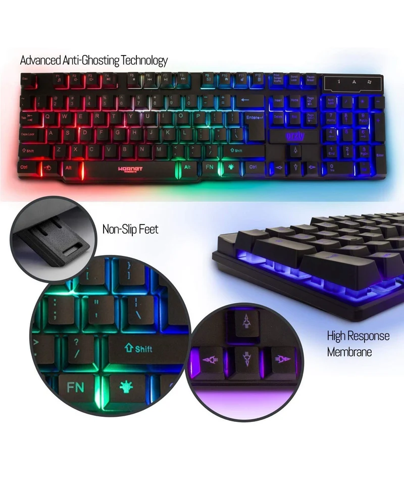 BUNDLE - Gaming Keyboard Mouse Headset Combo,USB Wired Crack Backlit Keyboard