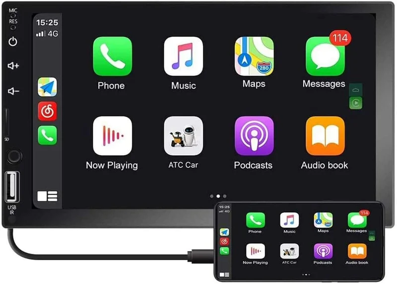 Double Din Car Stereo 7'' 1080P HD TouchScreen DPlay Universal Multimedia Player